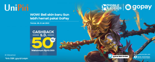 PROMO – Cashback 50% Buat Kamu yang Top Up MLBB Pakai Gopay di UniPin!